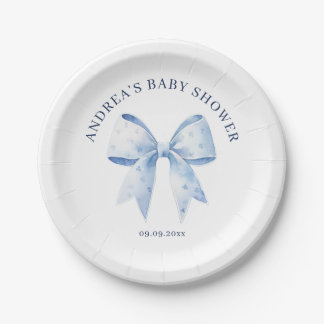 Plato De Papel Dulce Arco Azul Acuarela Baby Shower