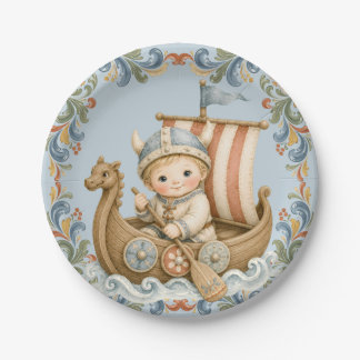 Plato De Papel Dulce Baby Shower de Pequeño Vikingo
