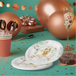 Plato De Papel Dulce Baby Shower de Perezoso Tropical