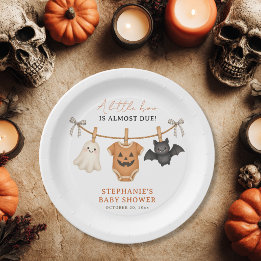 Plato De Papel Dulce Boo Baby Shower Personalizado de Halloween