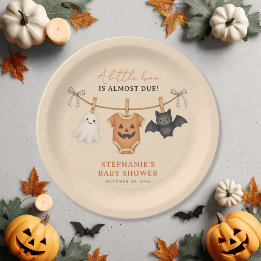 Plato De Papel Dulce Boo Baby Shower Personalizado de Halloween
