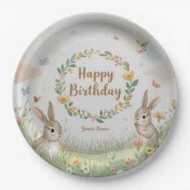 Plato De Papel Dulce Bunny Meadow Papel de fiesta de cumpleaños P