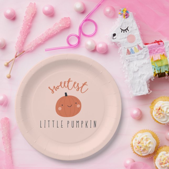 Plato De Papel dulce calabaza pequeña linda (Fiesta)