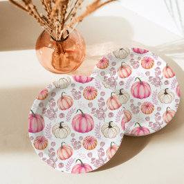 Plato De Papel Dulce calabaza rosa de otoño Baby Shower