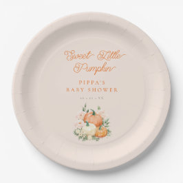 Plato De Papel Dulce calabaza rosa y Naranja Baby Shower