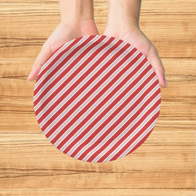 Plato De Papel Dulce Caña Festiva Rayada Navidad Rojo Blanco  (Subido por el creador)