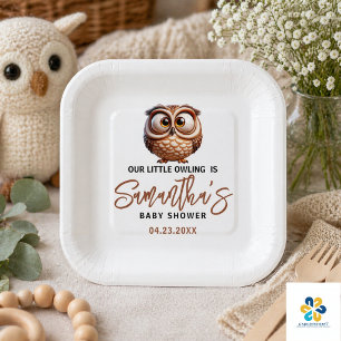 Plato De Papel Dulce caricatura de búho Baby Shower niño