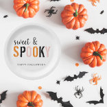 Plato De Papel Dulce colorido Y Espeluznante Feliz Halloween