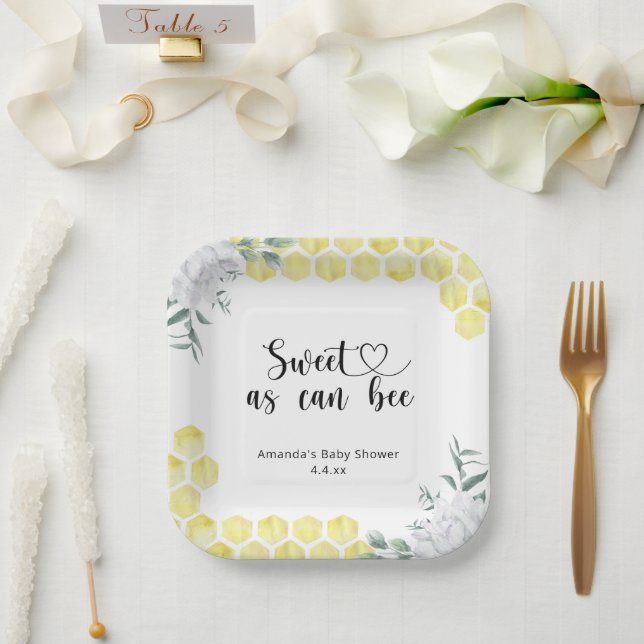 Plato De Papel Dulce como Bee - (Boda)