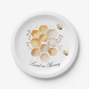 Plato De Papel Dulce como placas Baby Shower de abeja miel