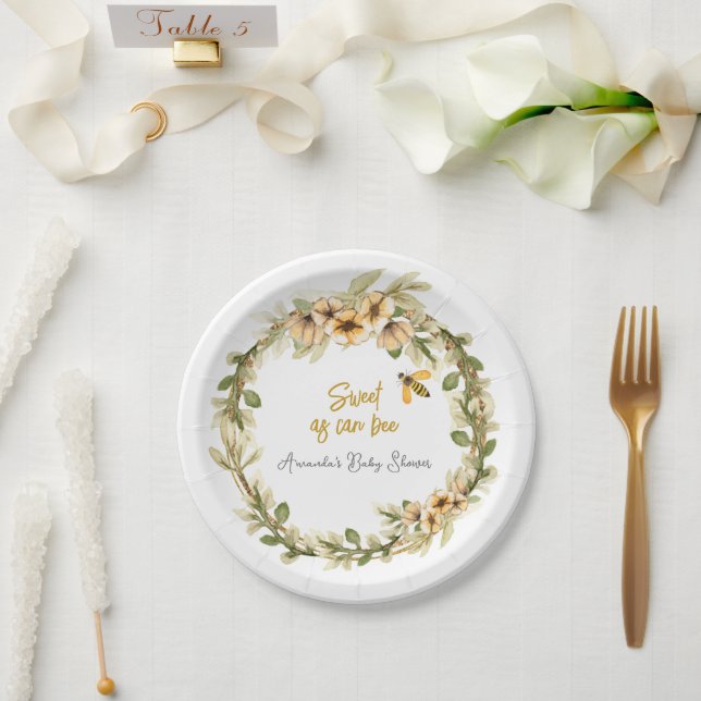 Plato De Papel Dulce como puede ser Baby Shower blanco (Boda)