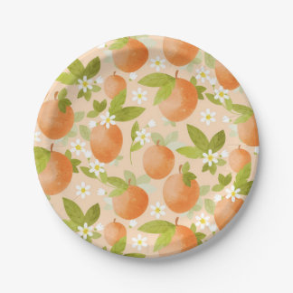 Plato De Papel Dulce como una melocotón con blossom