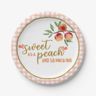 Plato De Papel Dulce como una Placa de Peach - Gingham