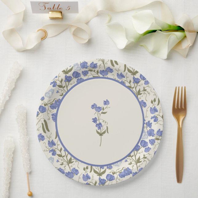 Plato De Papel Dulce crema Boda floral (Boda)