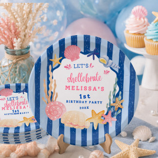 Plato De Papel Dulce Cumpleaños Caracola Bajo El Mar