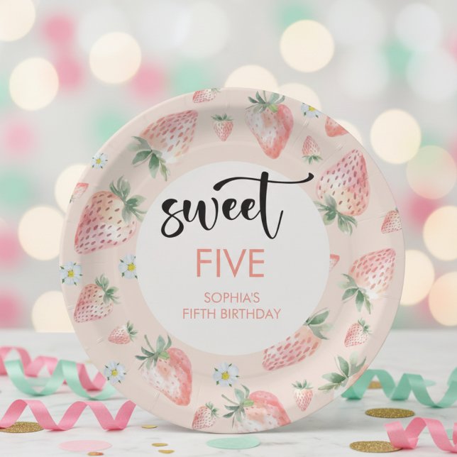 Plato De Papel Dulce cumpleaños de niños de fresa (Subido por el creador)