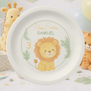 Plato De Papel Dulce Cumpleaños de Safari León Jungla para Niños