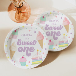 Plato De Papel Dulce Cumpleaños Uno Helado y Tarta
