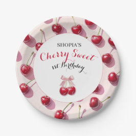 Plato De Papel Dulce de cerezo 1 cumpleaños