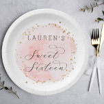 Plato De Papel Dulce de color rosa y dorado de Rubor dieciséis<br><div class="desc">Este dulce plato de dieciséis papel presenta un círculo de acuarela pintado en rosa rubor con acentos falsos de oro. Para una personalización más avanzada de este diseño,  haga clic en el botón "Personalizar". También están disponibles los elementos coincidentes.</div>