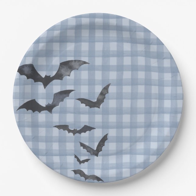 Plato De Papel Dulce de cumpleaños fantasma pastel azul pequeño (Anverso)