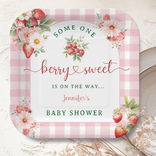 Plato De Papel Dulce de Fresa Baby Shower 