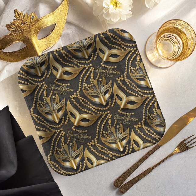 Plato De Papel Dulce de mascarada 16 máscaras de cuentas DNI1032  (Subido por el creador)