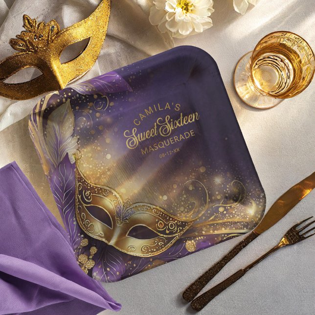 Plato De Papel Dulce de Masquerade 16 Purple Gold ID1032 (Subido por el creador)