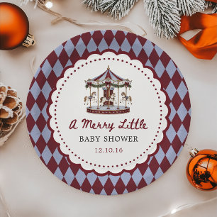 Plato De Papel Dulce Desfile de Navidad para Baby Shower