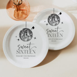 Plato De Papel Dulce Dieciséis Disco Ball Fiesta de Cumpleaños 16