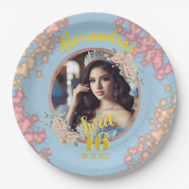 Plato De Papel Dulce Dieciséis Ropa de Cuentos de Caras