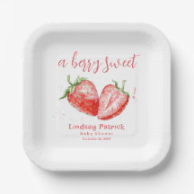 Dulce ducha de bebé de fresa de cuadros rosa rojo