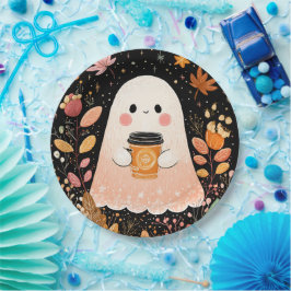 Plato De Papel Dulce Fantasma de Otoño con Café de Calabaza - Oto