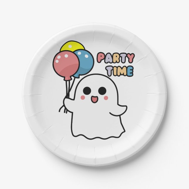 Plato De Papel Dulce fantasma listo para el Fiesta (Anverso)