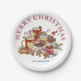 Plato De Papel Dulce festivo Retas con mesa navideña