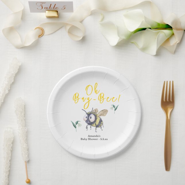 Plato De Papel Dulce Fiesta de Bebé Abeja de Miel (Boda)