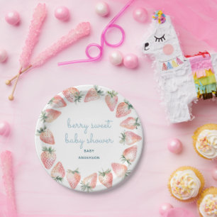 Plato De Papel Dulce Fiesta de Fresas para Baby Shower