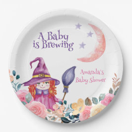 Plato De Papel Dulce Flower Witch Cauldron Baby Brewing Shower