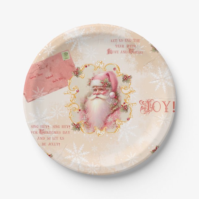 Plato De Papel Dulce fresa Santa 7" placa redonda (Anverso)