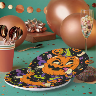 Plato De Papel Dulce Halloween Retro Kawaii Espeluznante