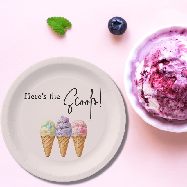 Plato De Papel Dulce helado verano aquí Scoop Baby Shower (Subido por el creador)