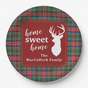 Plato De Papel Dulce Hogar Personalizado de la placa Tartan