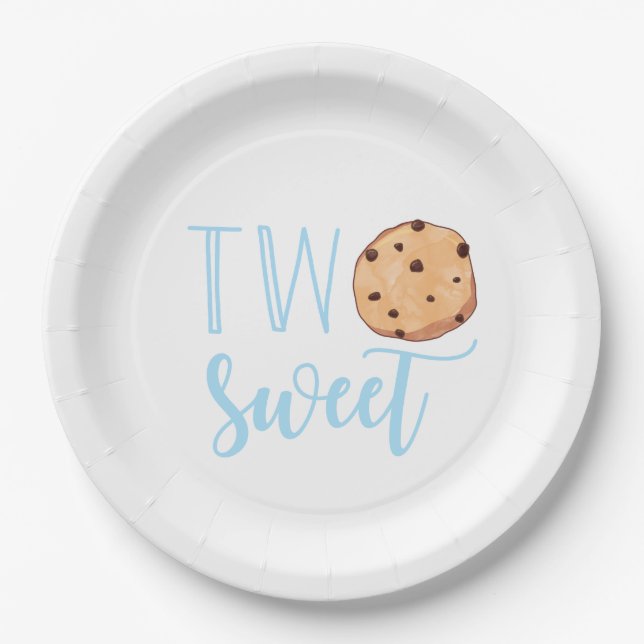 Plato De Papel Dulce Leche y Fiesta de Cumpleaños Azul Cookies (Anverso)