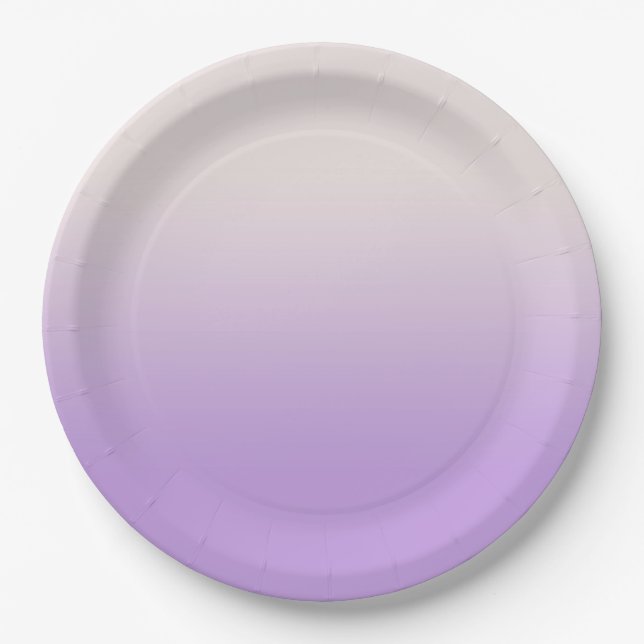 Plato De Papel Dulce Lilac Morado Lavanda Gradiente Ombre (Anverso)