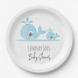 Plato De Papel Dulce Mamá Ballena Bebé Ballena Baby Shower 