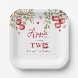 Plato De Papel Dulce Manzana De Nuestros Ojos | 2do Cumpleaños