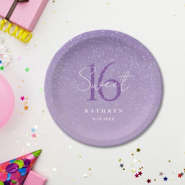 Plato De Papel Dulce morado 16 Nombre personalizado (Subido por el creador)