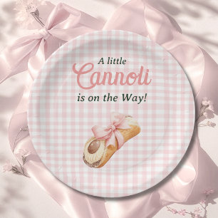 Plato De Papel Dulce Niña de Arco Rosa Cannoli Cumpleaños Italian
