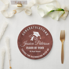 Plato De Papel Dulce nombre personalizado del Partido de Graduaci