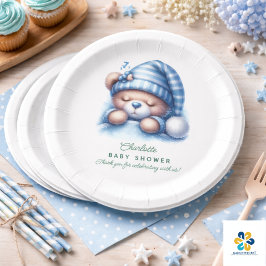 Plato De Papel Dulce Oso de Peluche Baby Shower